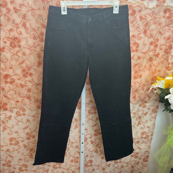 J Brand Women's Black Mid-rise Split Straight Jeans - Picture 1 of 6